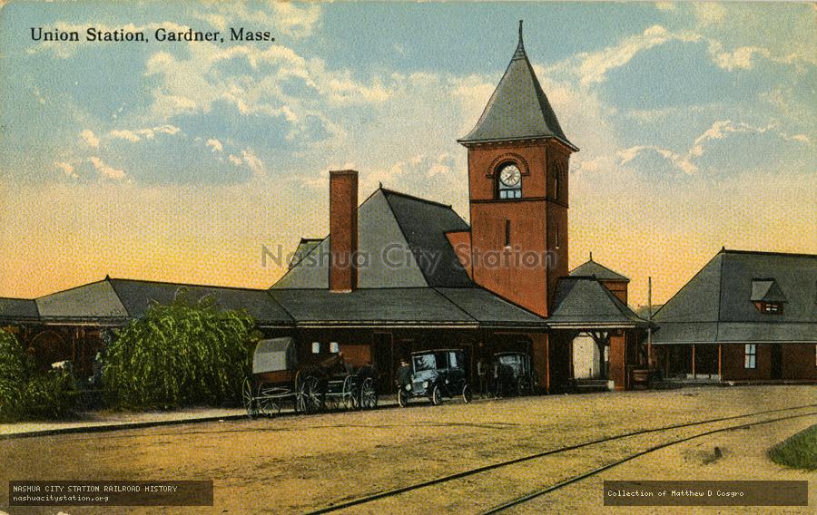 Postcard: Union Station, Gardner, Massachusetts
